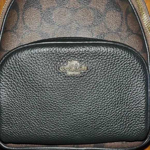 Coach Brown and Black Leather Backpack - Picture 2 of 8